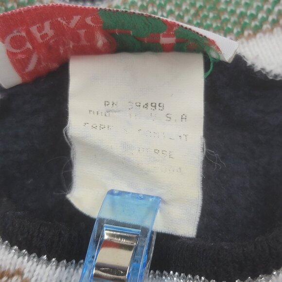 Vintage 90s Black Ugly Christmas Sweatshirt Puff Print Seasons Greetings sz L - Picture 11 of 11